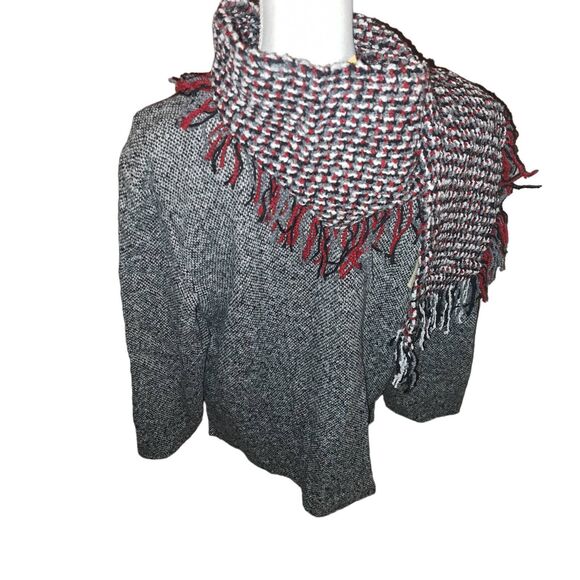 SALE!!! NEW - Large made in Ireland-Black Tweed wool Button Front Jacket & Scarf - Picture 2 of 10